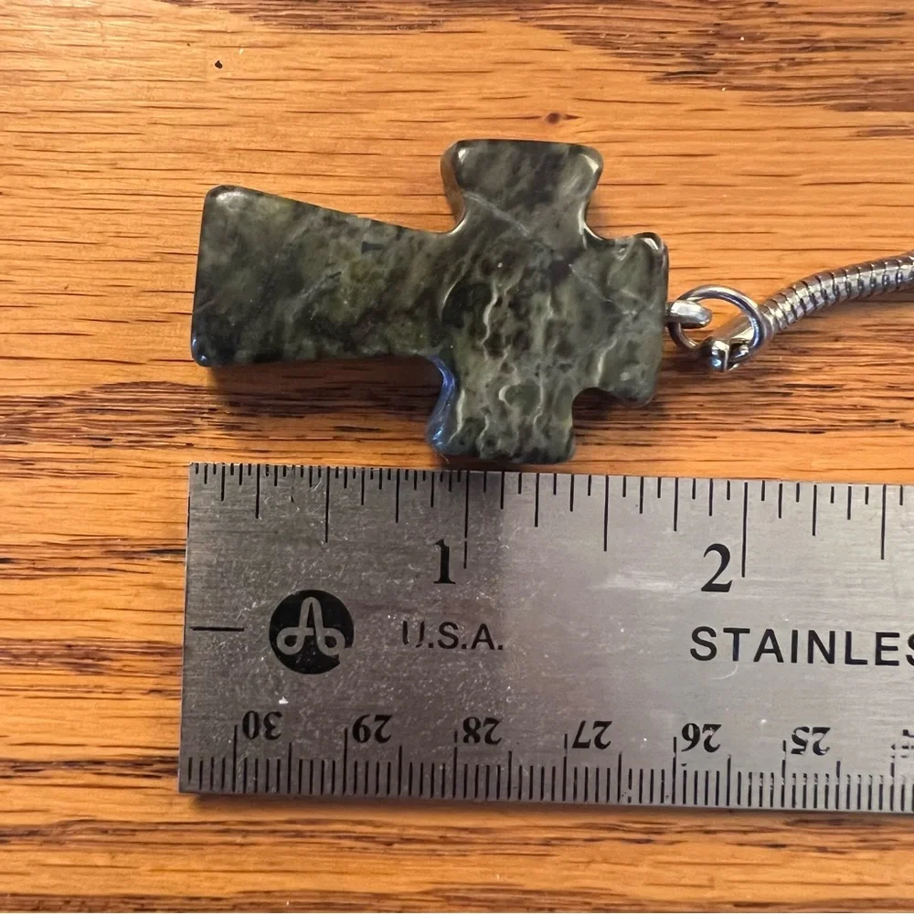 GERARD Hand Carved Connemara Marble Cross Key Fob NWT
